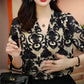 Elegant Bluse med V-hals og 3D jacquard mønster
