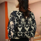 Elegant Bluse med V-hals og 3D jacquard mønster